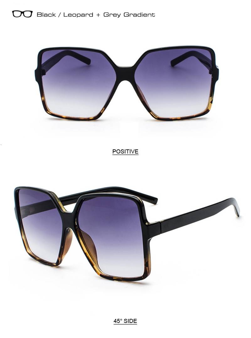 SHAUNA surdimensionné carré lunettes de soleil femmes Double couleurs cadre dégradé nuances