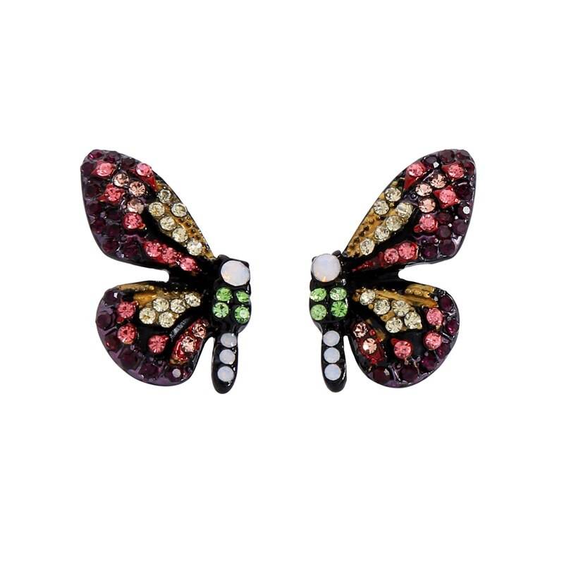 Kissme deux types de luxe Six tons cristal papillon boucles d'oreilles et crochet d'oreille pour les femmes pendentif boucles d'oreilles accessoires de bijoux de mode
