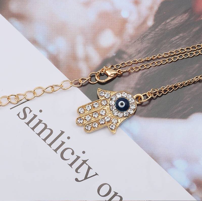 Turc Hamsa main Fatima cristal collier pour femmes hommes mauvais œil colliers or argent clavicule longue chaîne bijoux chanceux cadeaux