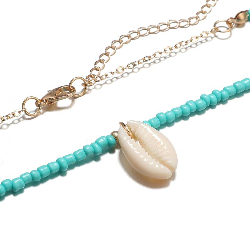 HuaTang bohème vert strass coquille tour de cou pendentif collier pour les femmes charmante perle bijoux plage tenues Collares 6947