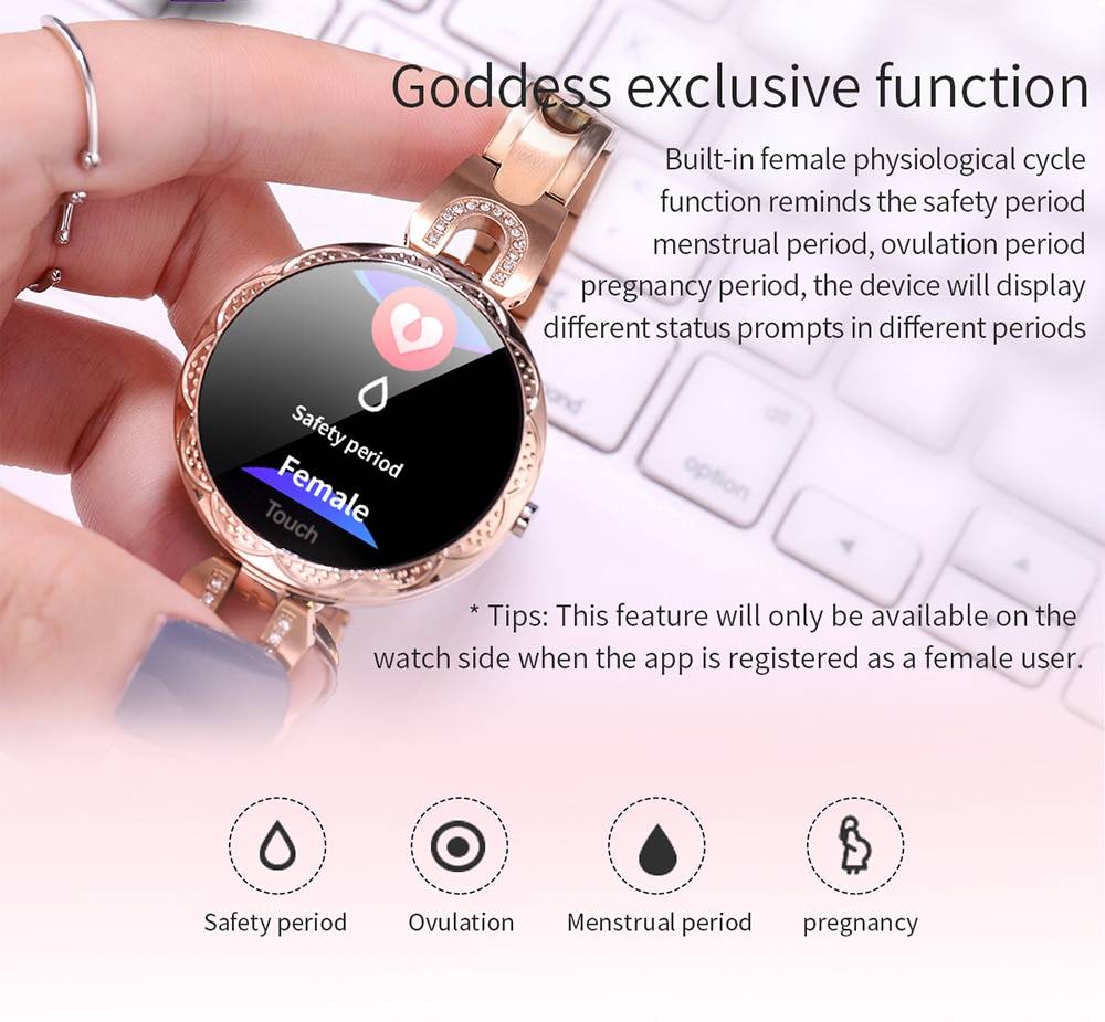 Montre intelligente de sport de moniteur de fréquence cardiaque de dispositif portable imperméable de montre intelligente des femmes de mode pour des dames de femmes