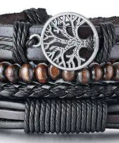 Bracelet pour homme arbre vie cuir