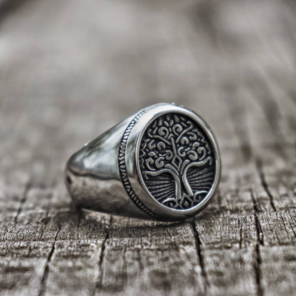 EYHIMD argent acier inoxydable arbre de vie chevalière anneau classique hommes Viking amulette anneaux bijoux nordiques