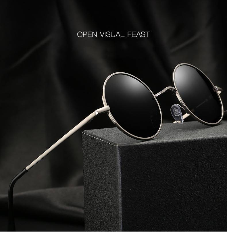 Rétro Punk Style rond lunettes de soleil polarisées hommes femmes marque Designer rond métal cadre haute qualité lunettes de soleil UV400