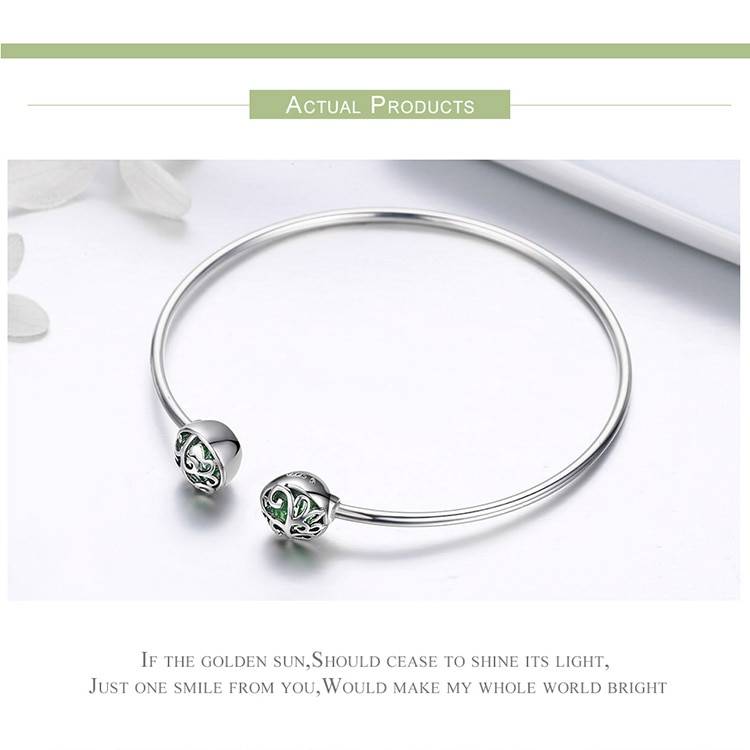Authentique 100% 925 argent Sterling Collection printemps vert arbre de vie bracelets ouverts pour les femmes bracelet en argent bijoux de mode