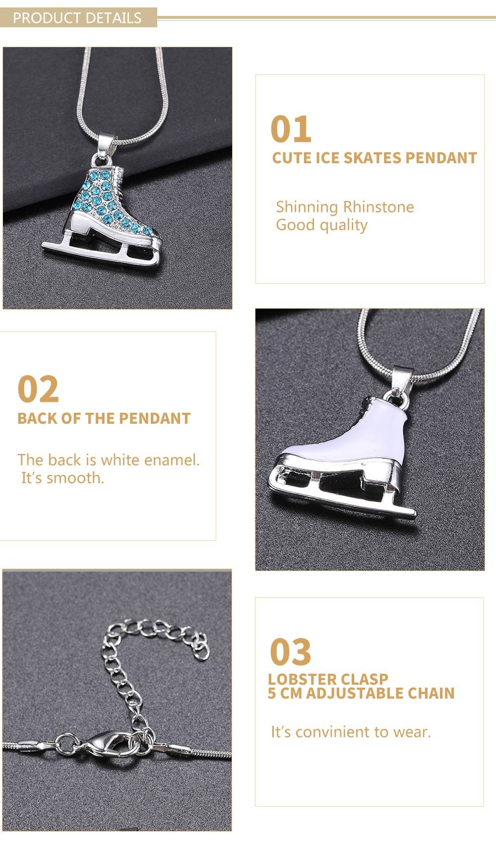 Skyrim 3D cristal patin à glace patinage artistique pendentif patineur collier couleur argent longs colliers bijoux pour adolescents fille femmes cadeau