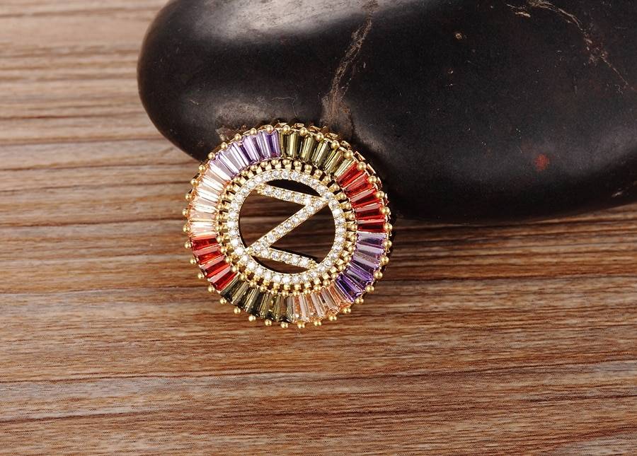 Nouveauté or couleur Micro pavé arc-en-ciel CZ cubique zircone A-Z initiales lettre pendentif colliers pour femmes filles beaux bijoux