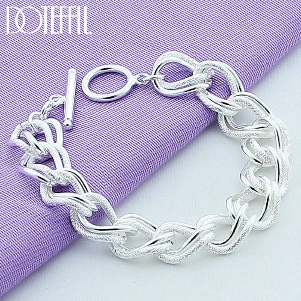 Bracelet Femme en Argent Véritable Grosses Mailles Maillons