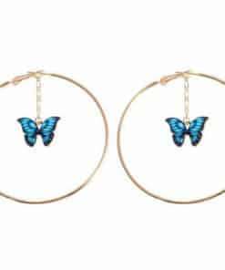 Créole avec papillon bleu- Paire Boucles pas chères
