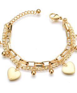 Bracelet couleur or et multi-breloques pour femmes-
