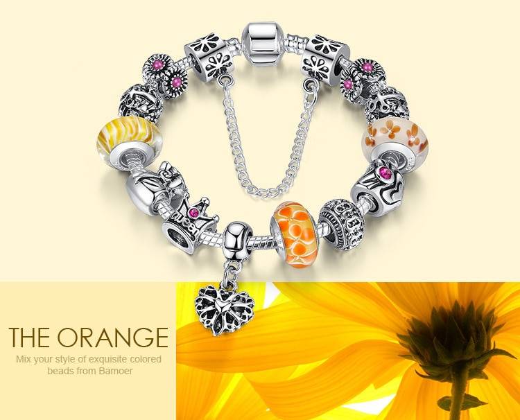 Bracelet Argent Breloque Perles Cristal Compatible Pandora